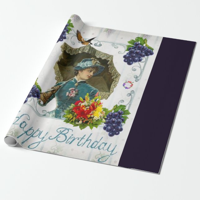 De Presente Feliz Aniversário do Papel Vitoriano (Desenrolado)