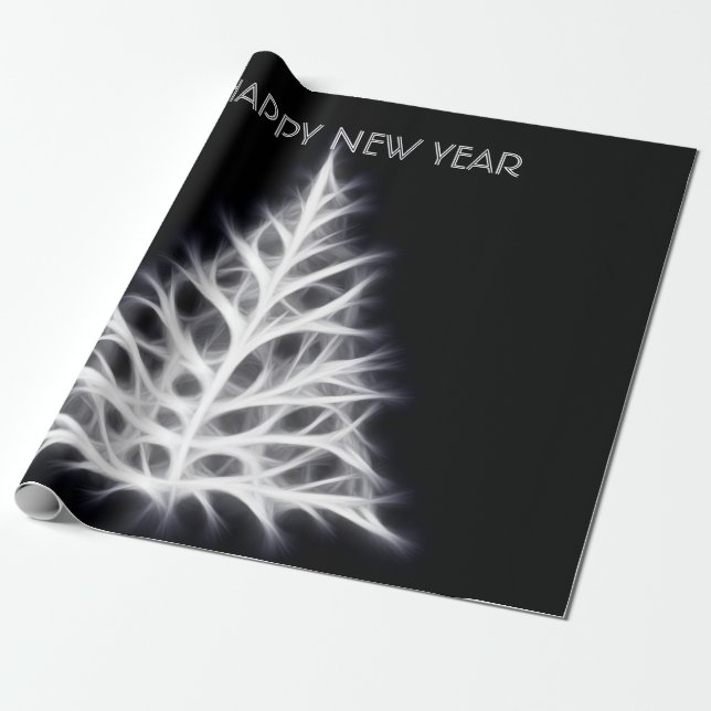 De Presente Feliz ano novo e papel embrulhado abençoado (Desenrolado)