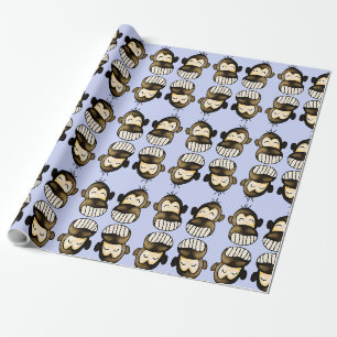 De Presente Feliz macaco embrulhando papel