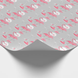 De Presente Flamingo Love embrulhando papel tiled