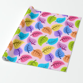 De Presente folhas arco-íris embrulhando papel