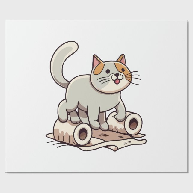 De Presente Gato Brincando com Papel Higiênico (Aberto)