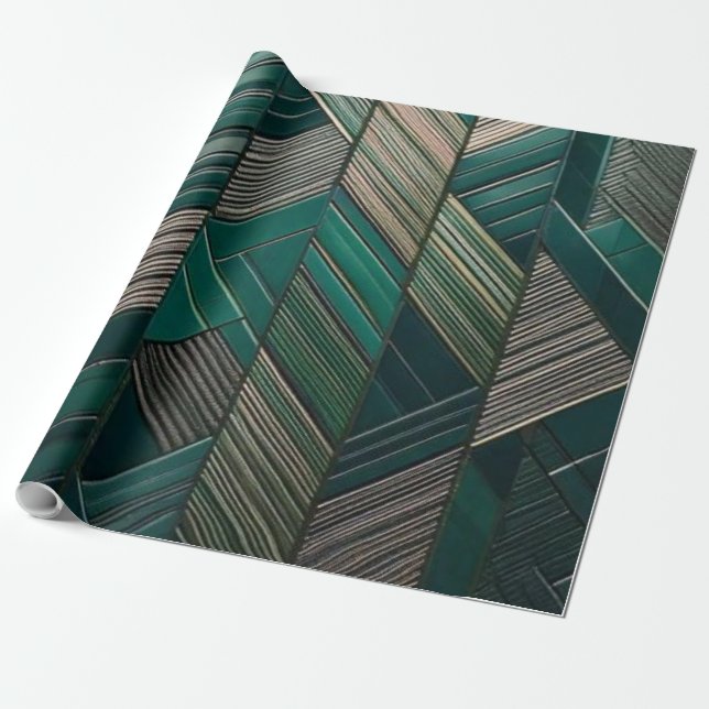 De Presente Geometria Esmeralda – Papel Moderno Art Déco (Desenrolado)