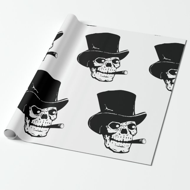 DE PRESENTE HALLOWEEN WRAPPER PAPEL SKULL COM CHAPA SUPERIOR (Desenrolado)