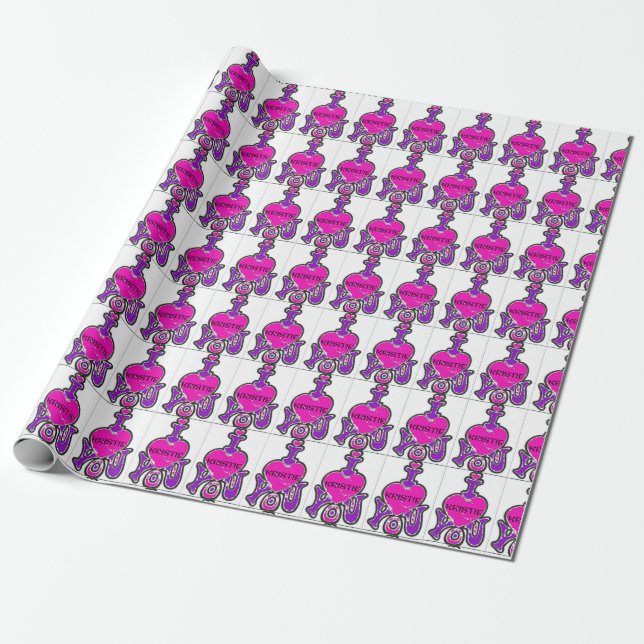 De Presente Kristie WraptnLuv™ Nome Gift Papel Wrap - LUVYBZ® (Desenrolado)