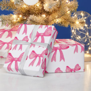 De Presente laço rosa fofo embrulhando papel