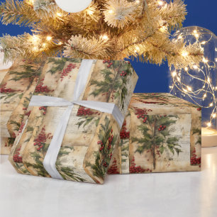 De Presente Natal Rústico Vintage Papel Azevinho Frutas Vermel