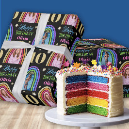 De Presente Nome do Arco-Íris Feliz Aniversário Papel