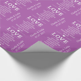 De Presente "O Amor é" nomes personalizados data e cor papel d
