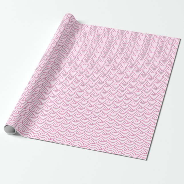 De Presente Ondas Japonesas, Cor-de-Rosa no Papel Branco (Desenrolado)