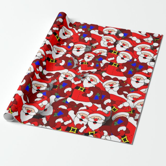 De Presente papais noeis felizes embrulhando papel (Desenrolado)