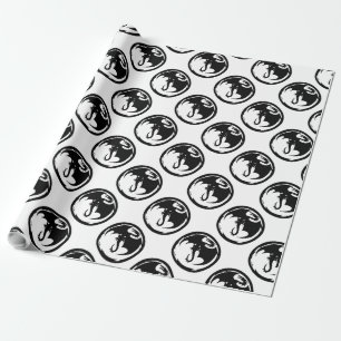 De Presente Papel branco brilhante embrulhado preto Dragão