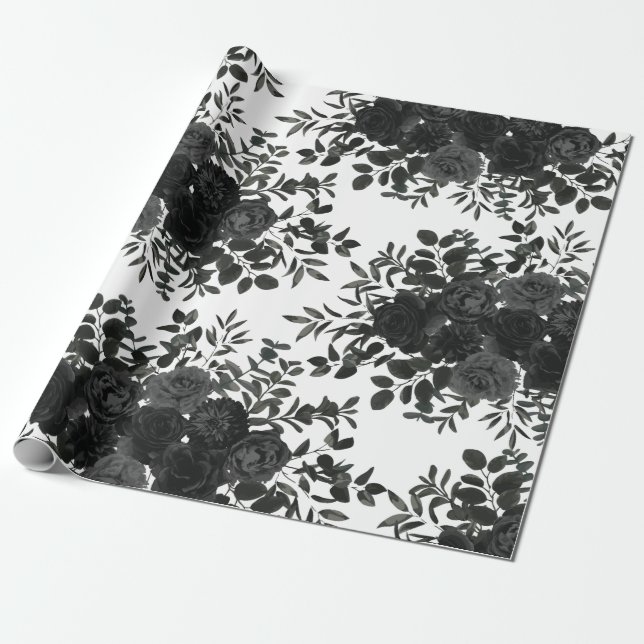 De Presente Papel branco e Rosa gótico branco e preto (Desenrolado)
