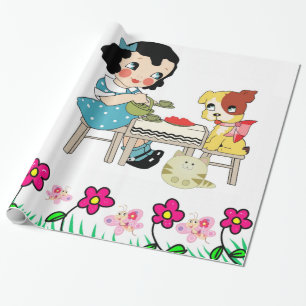 De Presente Papel Brilhante, Cão Vintage, Gato Floral
