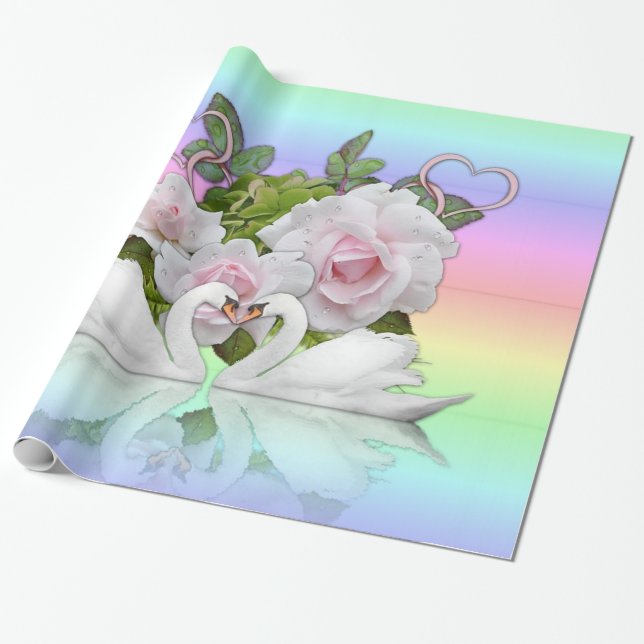 De Presente Papel Brilhante, Cisne Branco Pastel (Desenrolado)