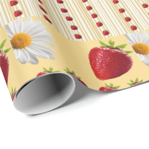 De Presente Papel Brilhante Espalhante Daisy White Strawberry