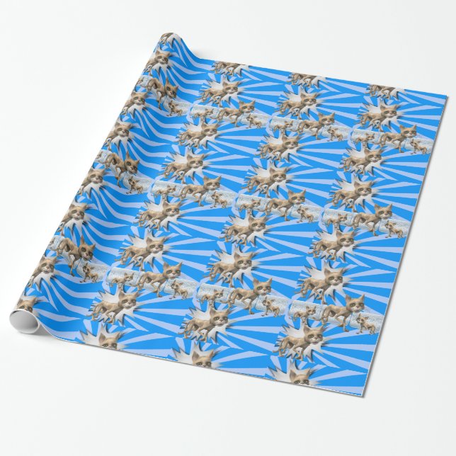 De Presente Papel Brilhante, Gato Azul (Desenrolado)
