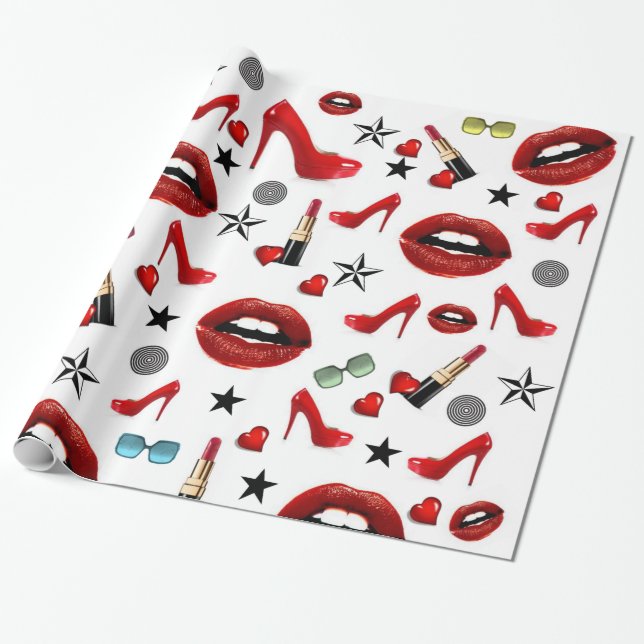 De Presente Papel brilhante, Lábios vermelhos, saltos (Desenrolado)