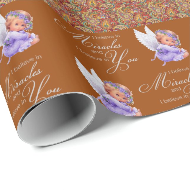 De Presente Papel Brilhante Paisley Angel (Ponta do rolo)