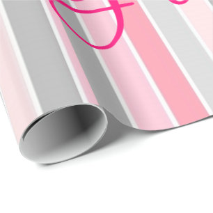 De Presente Papel Brilhante Papel-Rosa-Stripe Brilhante