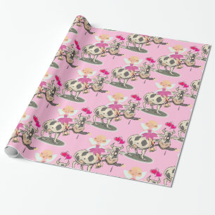 De Presente Papel Brilhante, Vacas Fadas Rosa, Corações