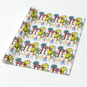 De Presente Papel Brilhante, Zoo Monkey Giraffe