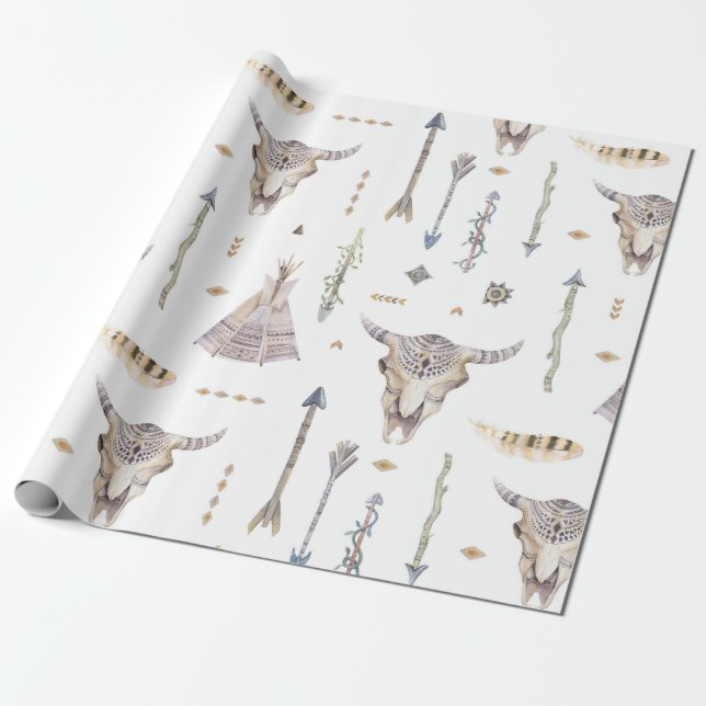 De Presente Papel do nativo americano do crânio da seta da (Desenrolado)