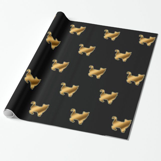 De Presente Papel Dourado para moldagem a preto moderno para g (Desenrolado)