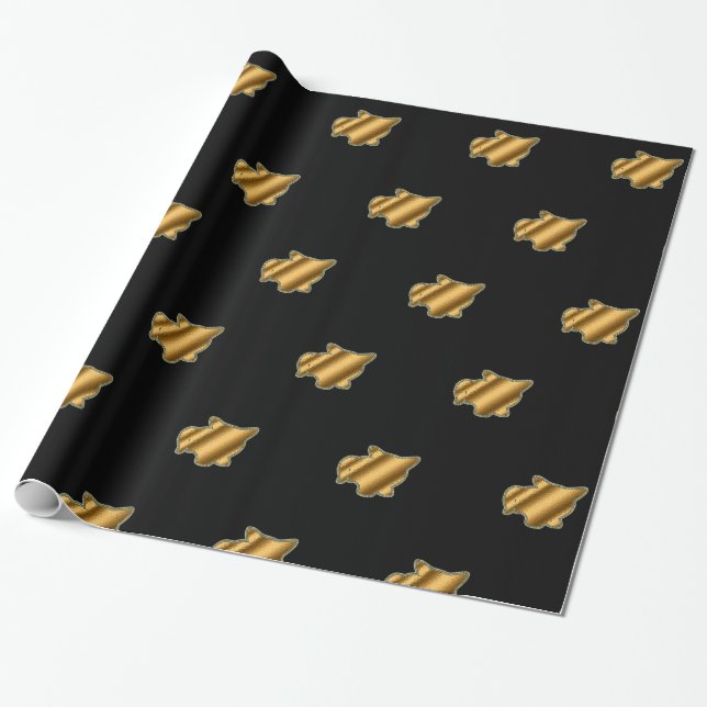 De Presente Papel Dourado para moldagem a preto moderno para g (Desenrolado)