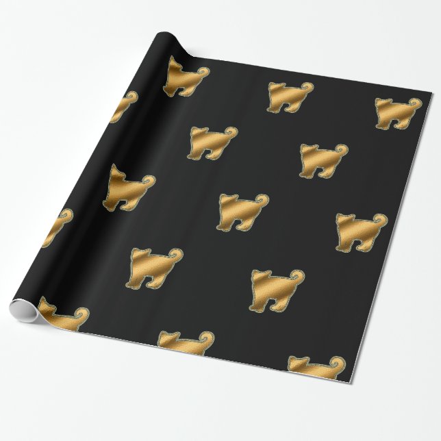 De Presente Papel Dourado para moldagem a preto moderno para g (Desenrolado)