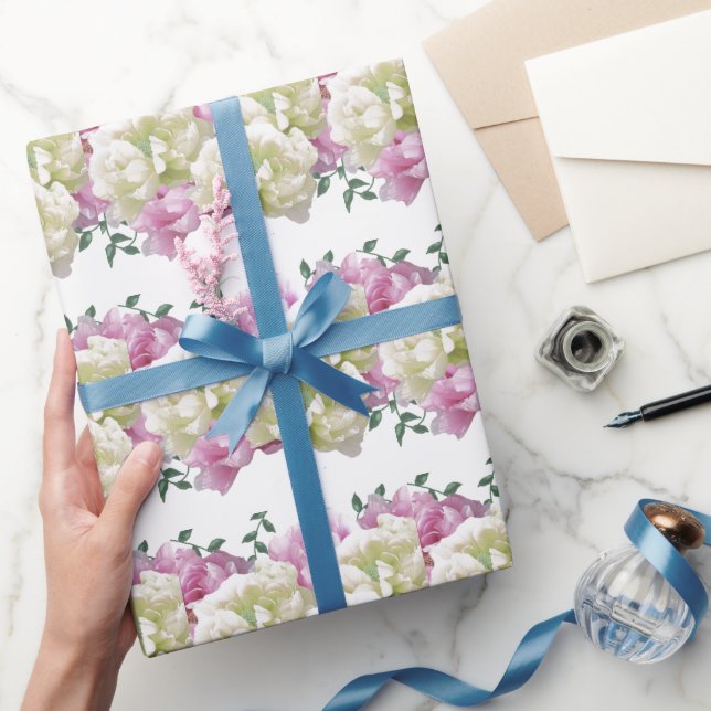 De Presente Papel Elegante, cor-de-rosa e creme, para enrolame (Presentear)