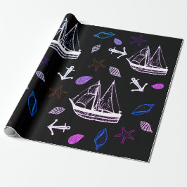 De Presente Papel embrulho náutico, tema oceânico