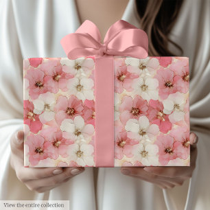 De Presente Papel floral delicado em rosa poeirento e dourado