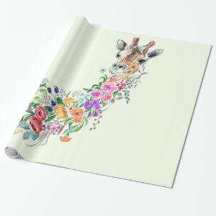 De Presente Papel Floral Girafa