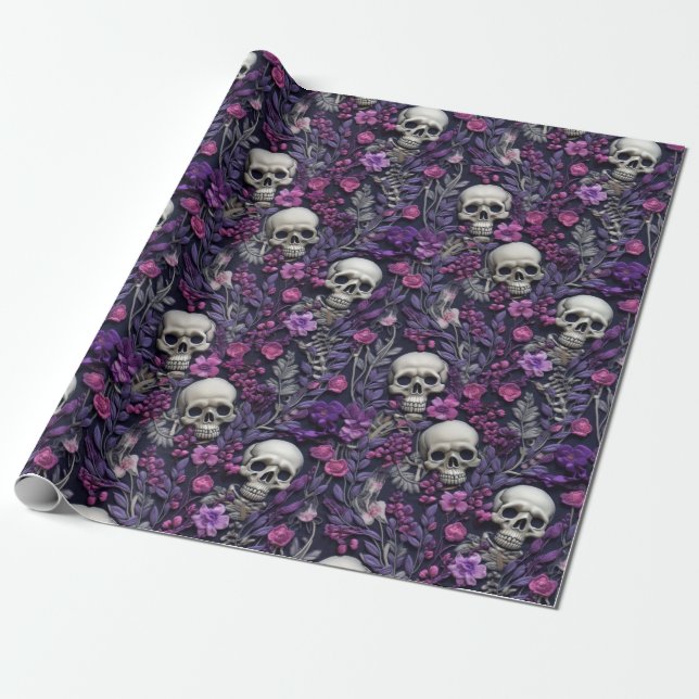 De Presente Papel Floral Gothic Halloween (Desenrolado)