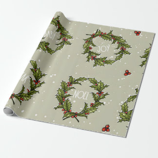 De Presente Papel Holly Wreath Wrapping