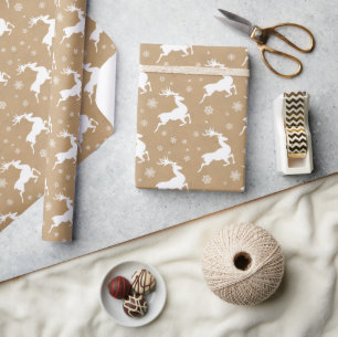 De Presente Papel Kraft Padrão Rena Branco ID589