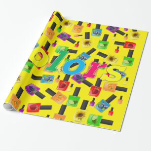 De Presente Papel Luminoso Para Envolver, unhas Cores Amarelas