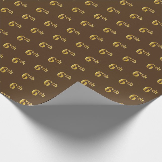 De Presente Papel marrom, Faux Dourado 6 (Sexto) para empacota (Ponta)