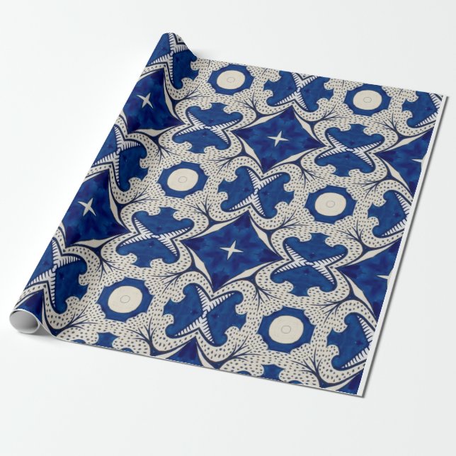 De Presente Papel Padrão Azul Intenso (Desenrolado)