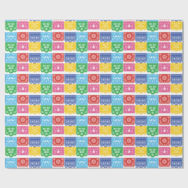 De Presente Papel Picado Christmas Wrapping Paper (Aberto)