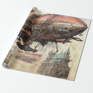 De Presente Papel Tecido Vintage Steampunk Zeppelin (9)