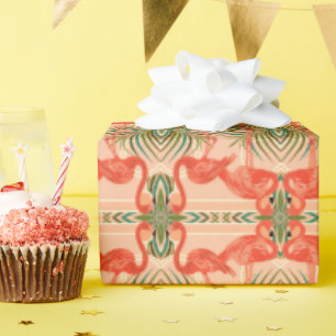 De Presente Papel Tropical Flamingo Art Deco Wraps