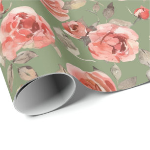 De Presente Papel Verde Sage Rosa Pink 