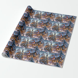 De Presente Papel Whimsical Christmas Train Wrapl