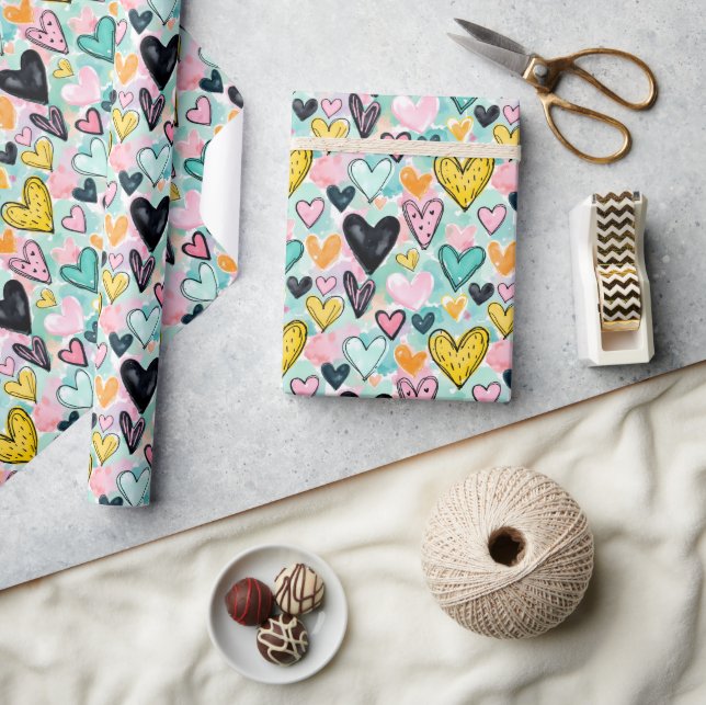De Presente Papel Whimsical Heart Wraping (Artesanato)