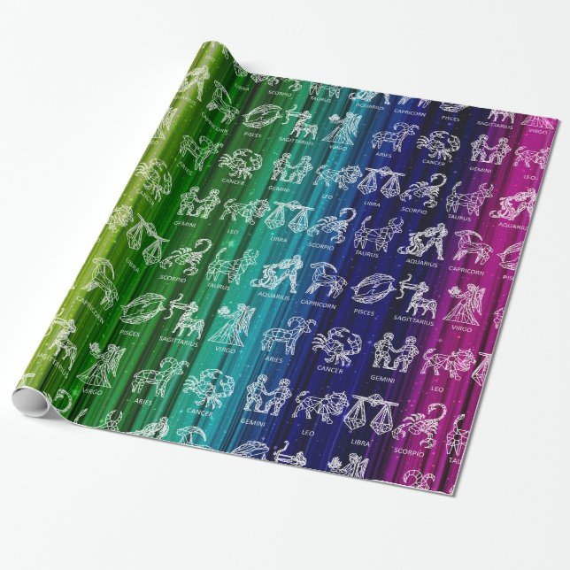 De Presente Papel Zodiac (Arco-Íris) (Desenrolado)