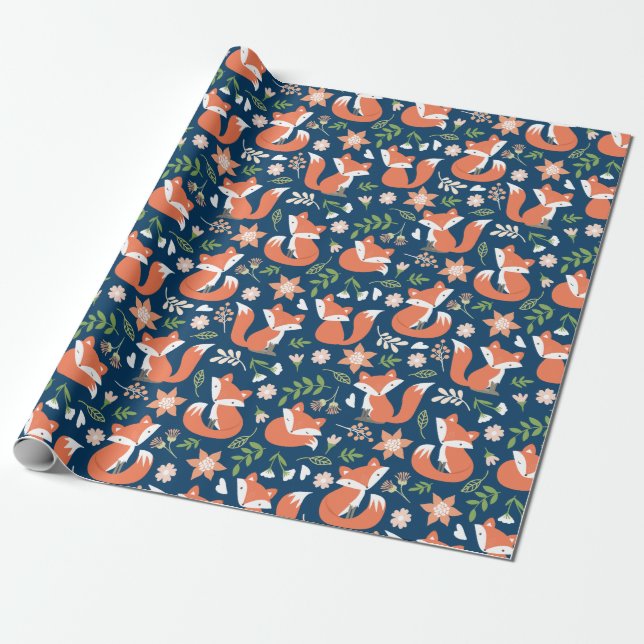 De Presente Raposa-branca e papel para enrolamento floral (Desenrolado)