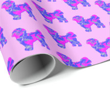 Shih Tzu Silhouette Rosa e Blue Dog Papel Rosa