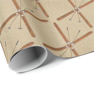 De Presente Skis Entre Países Em Papel Antigo